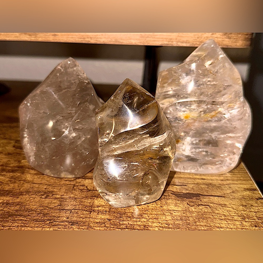 (3) Clear Quartz Flame Crystals